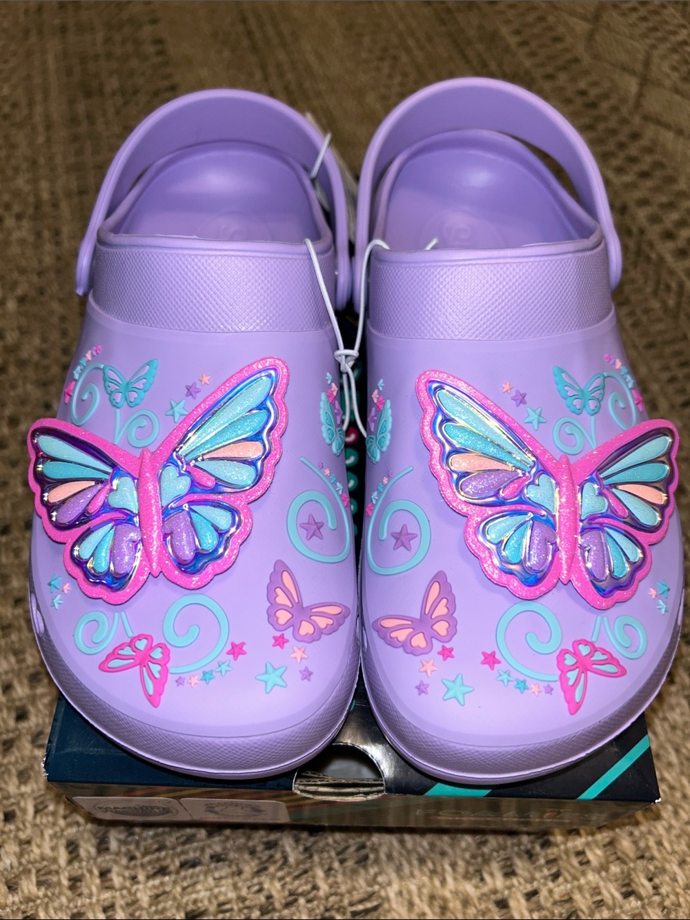 Kids Purple Butterfly Garden Clogs